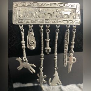 JJ Jonette 1988 Vintage Women’s Southwestern Style Pewter Brooch